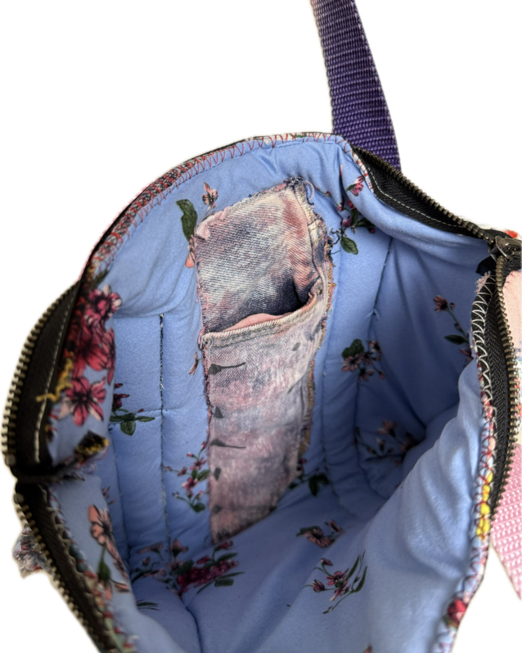 SMALL ACID WASH PLAID PATCH MULTICOLOR TOTE BAG (1/1)