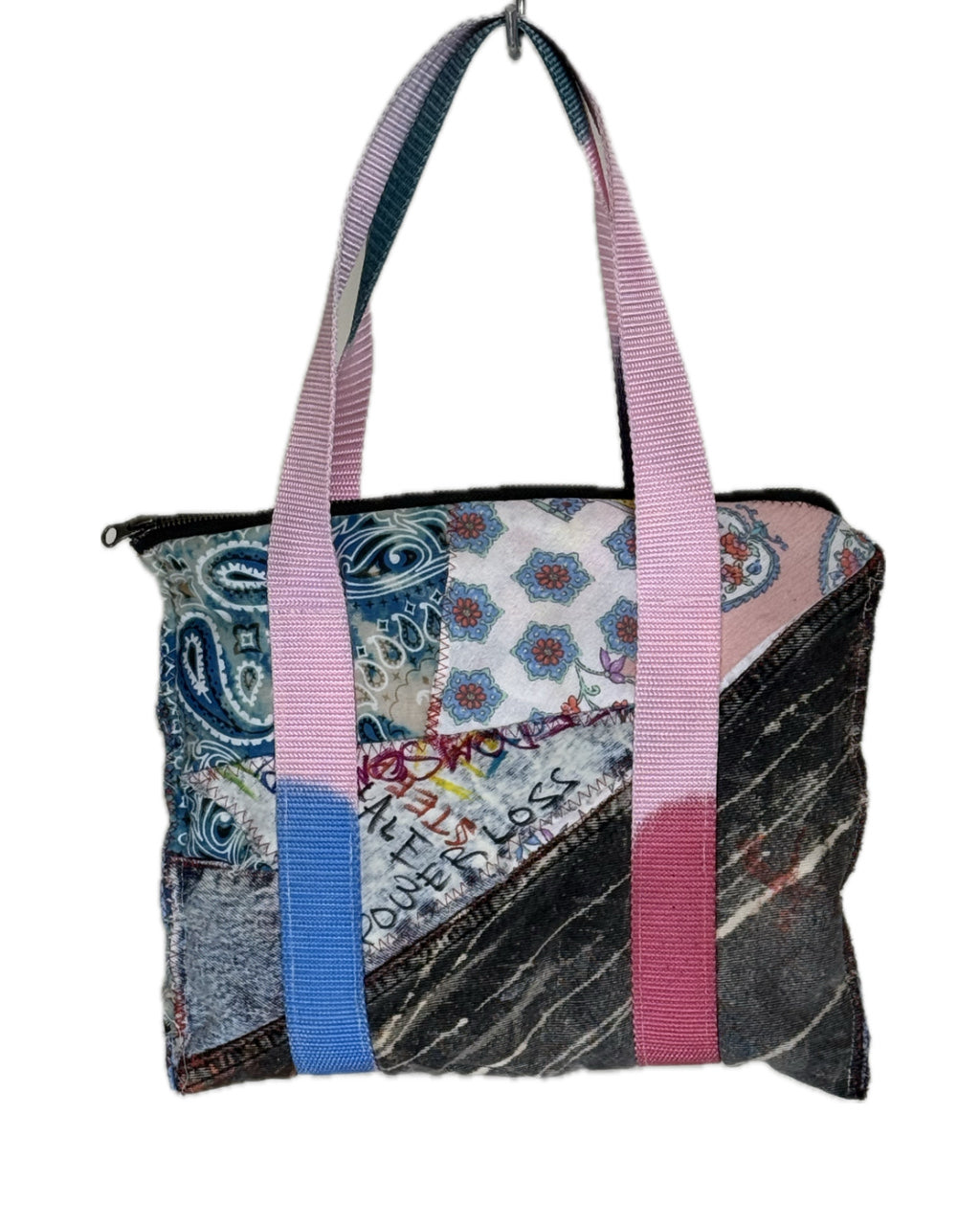 SMALL ACID WASH PLAID PATCH MULTICOLOR TOTE BAG (1/1)
