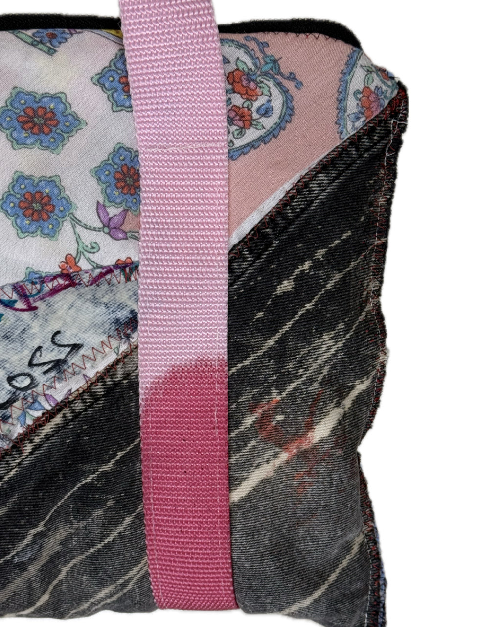 SMALL ACID WASH PLAID PATCH MULTICOLOR TOTE BAG (1/1)
