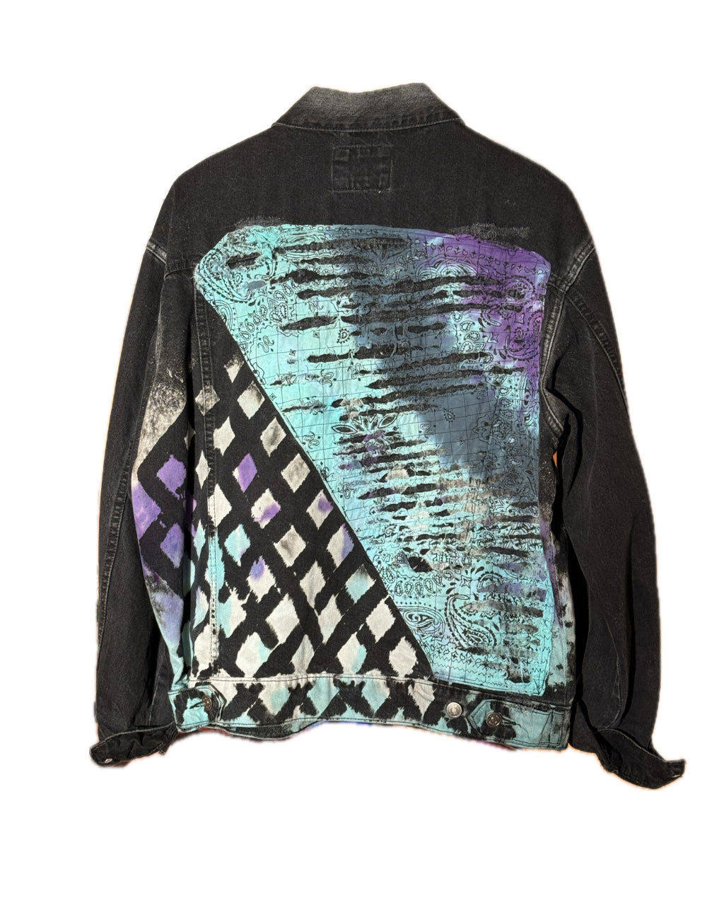 TURQUOISE BANDANA PURPLE CHECKERED TRUCKER JACKET (1/1)