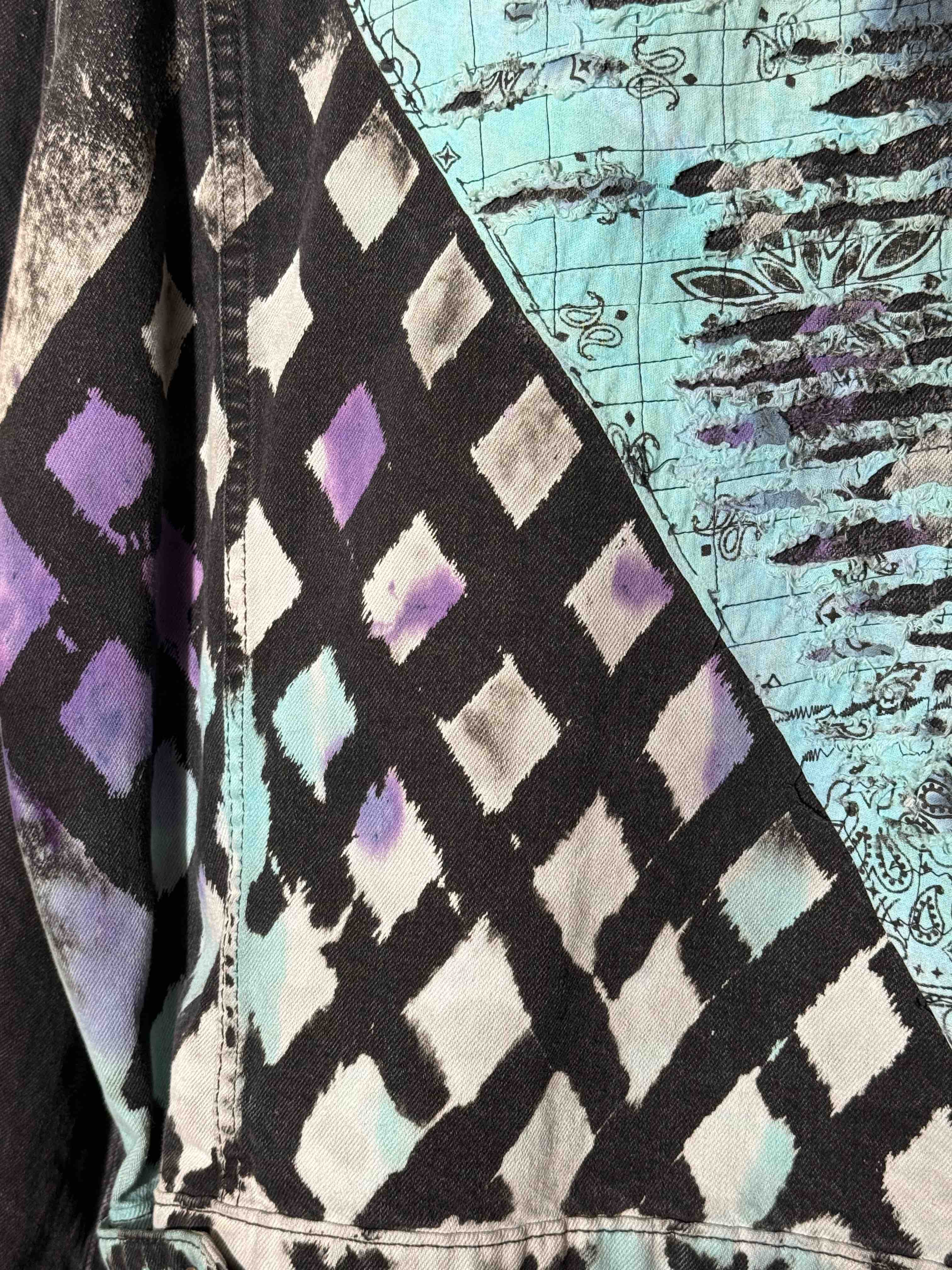 TURQUOISE BANDANA PURPLE CHECKERED TRUCKER JACKET (1/1)
