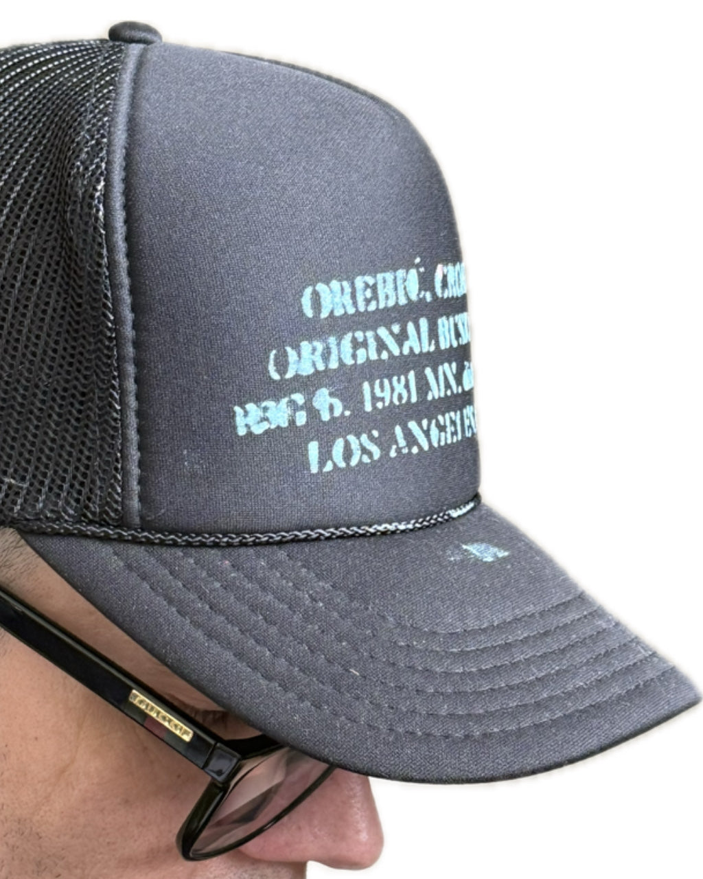 TURQUOISE MONOGRAM SNAPBACK TRUCKER HAT (1/1)