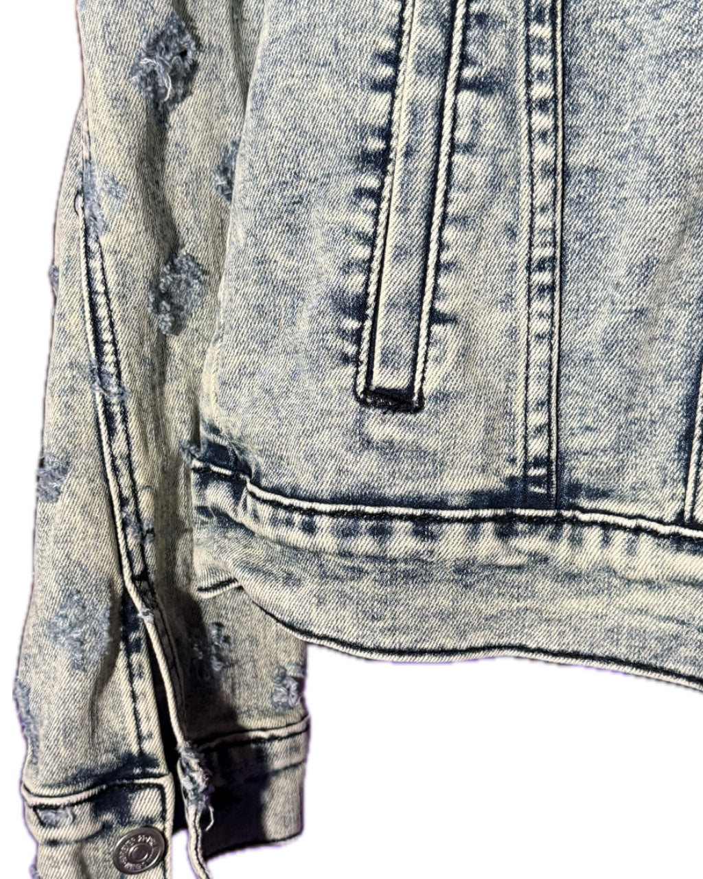 UNIQUE DIAMOND DISTRESSED DENIM JACKET (1/1)