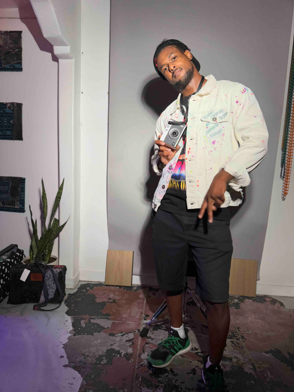WHITE MULTI-COLOR SPLATTER TRUCKER JACKET (1/1)