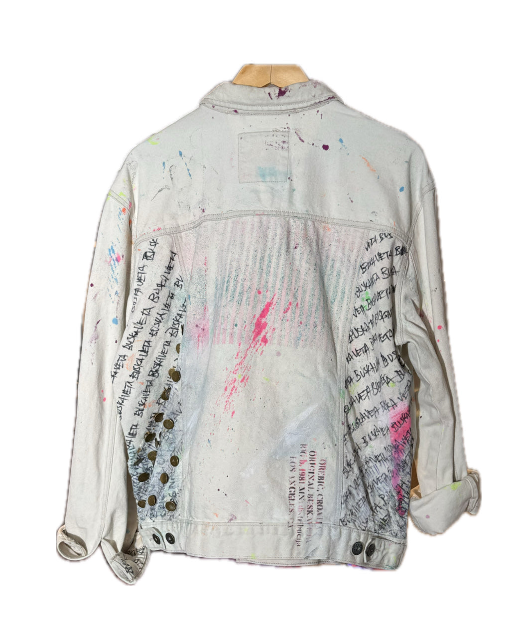 WHITE MULTI-COLOR SPLATTER TRUCKER JACKET (1/1)