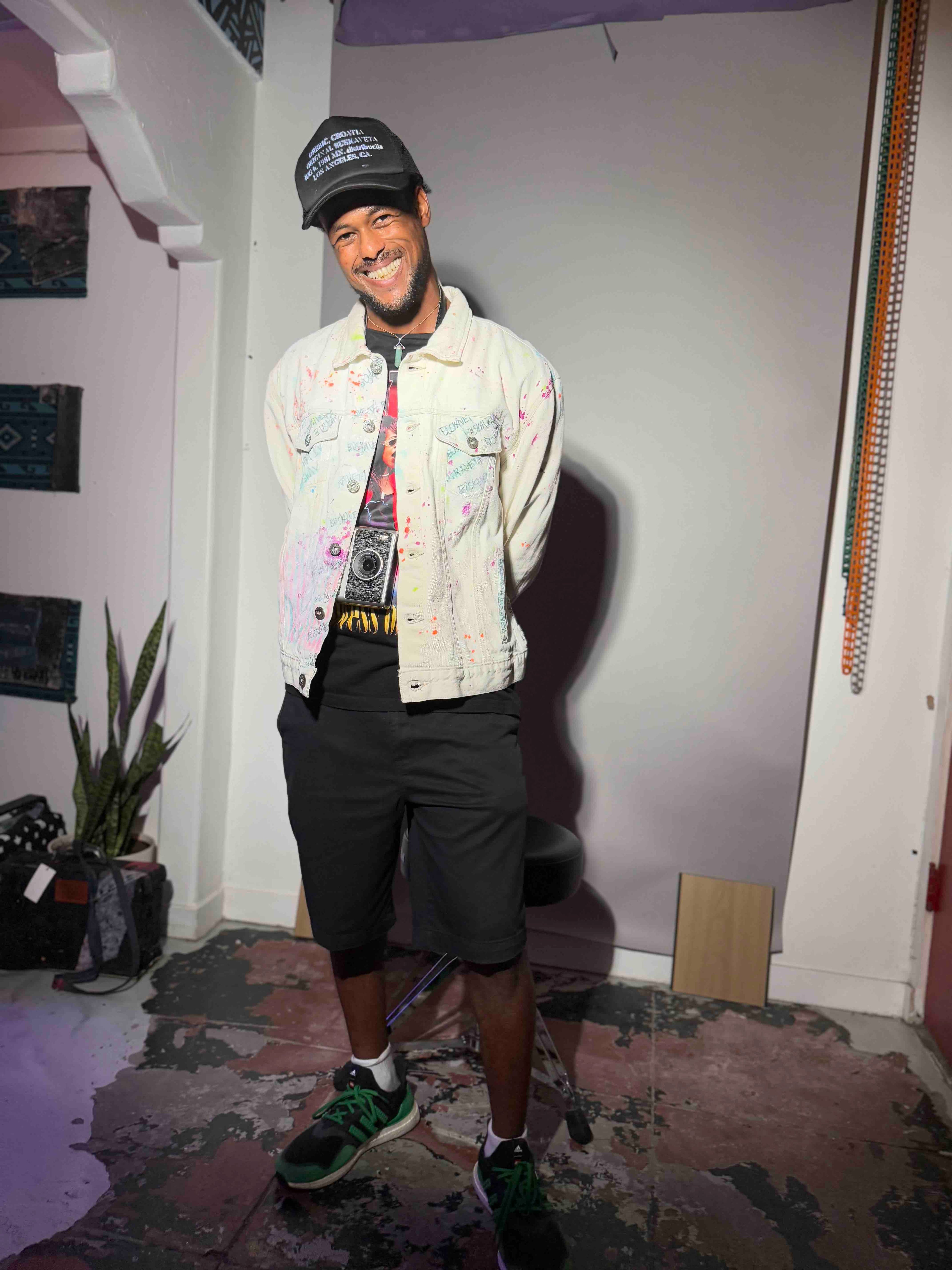 WHITE MULTI-COLOR SPLATTER TRUCKER JACKET (1/1)