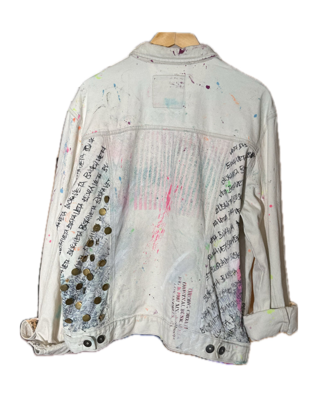 WHITE MULTI-COLOR SPLATTER TRUCKER JACKET (1/1)