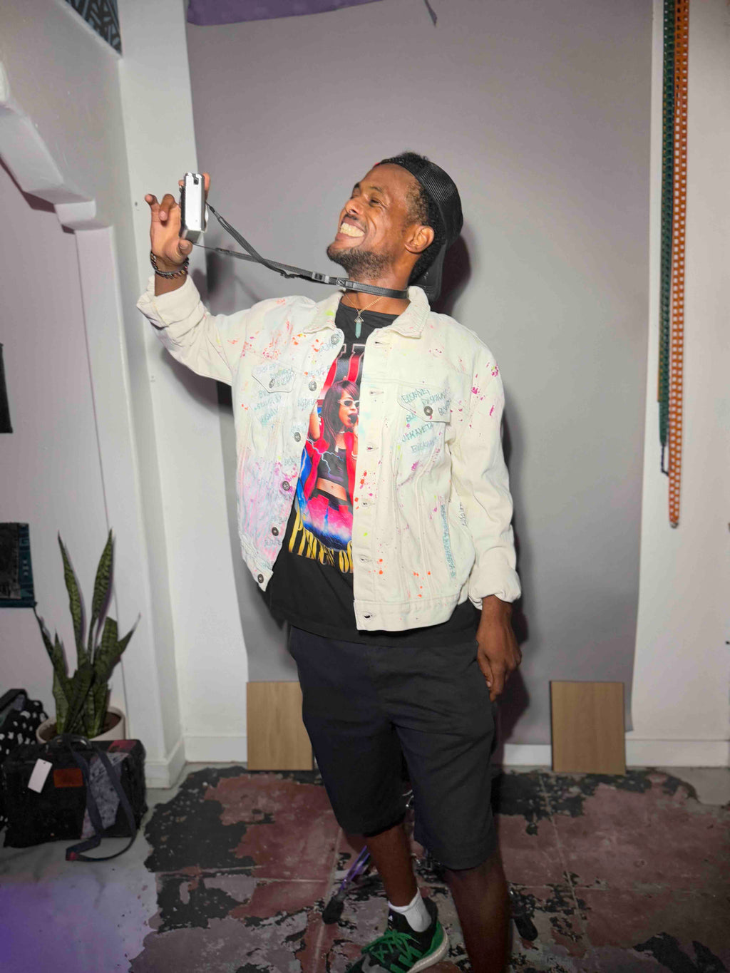 WHITE MULTI-COLOR SPLATTER TRUCKER JACKET (1/1)