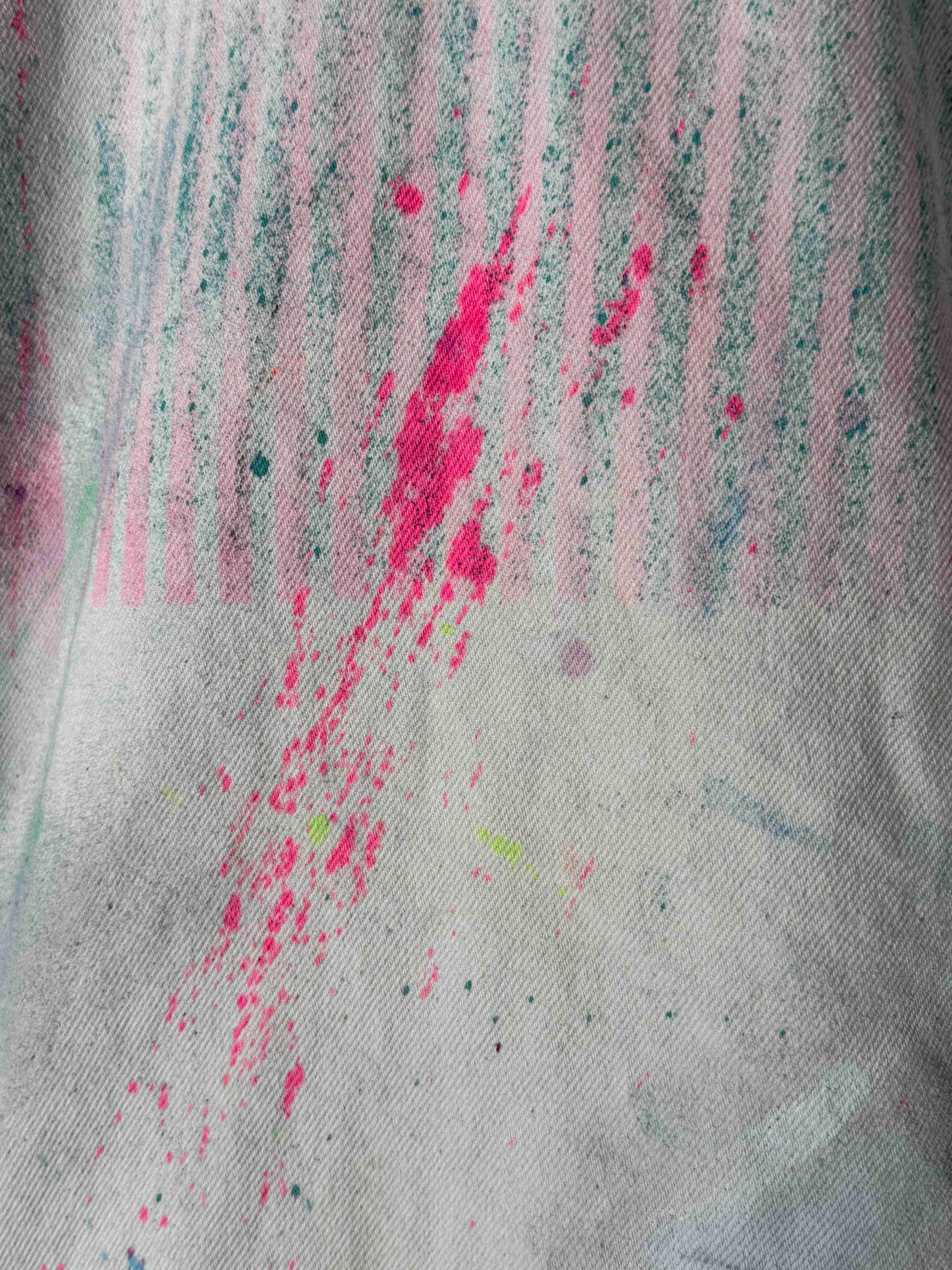 WHITE MULTI-COLOR SPLATTER TRUCKER JACKET (1/1)
